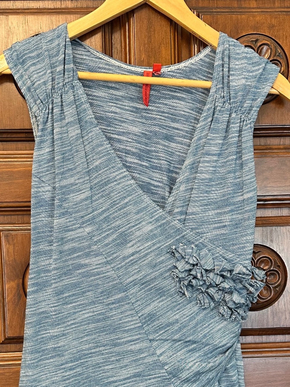 One September blue faux wrap tank top, size XL